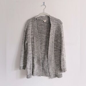 Marled Gray Black Open-Front Cardigan Women's Sweater